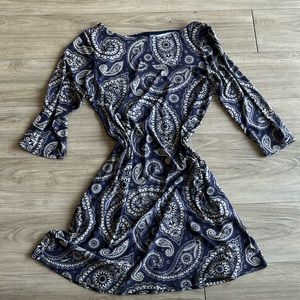 Paisley quarter sleeved mini dress
